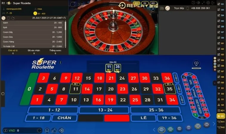 Bàn cược Roulette Nhà Cái VN86
