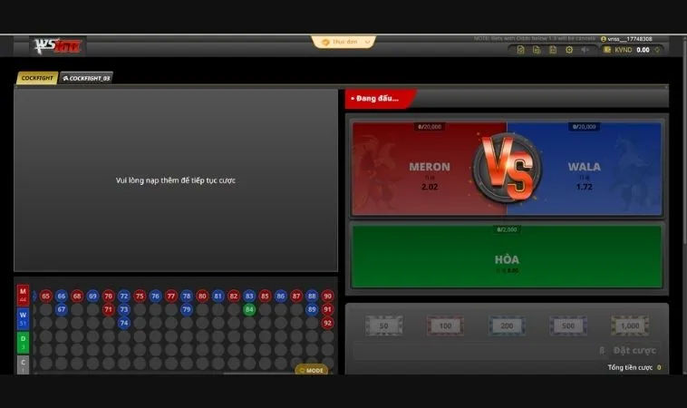 Sảnh cá cược Đá Gà WS168 tại VN86