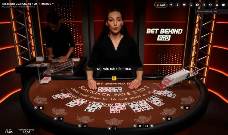 Giao diện chơi Blackjack Tại VN86