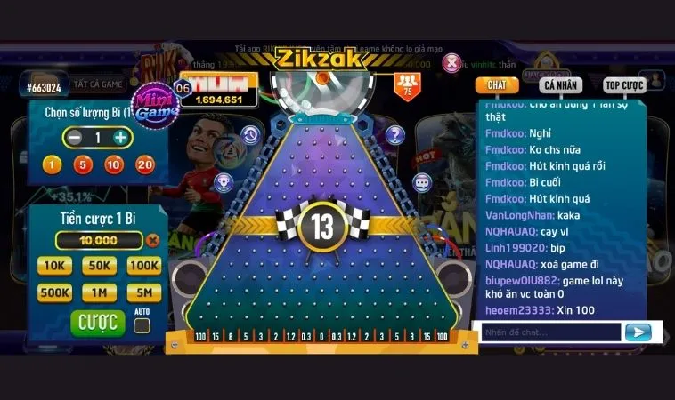 Giao diện chơi game nhanh ZicZac Tại VN86